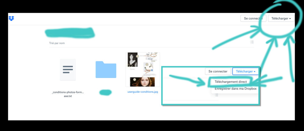 procédure pour télécharger correctement votre dossier de dropbox